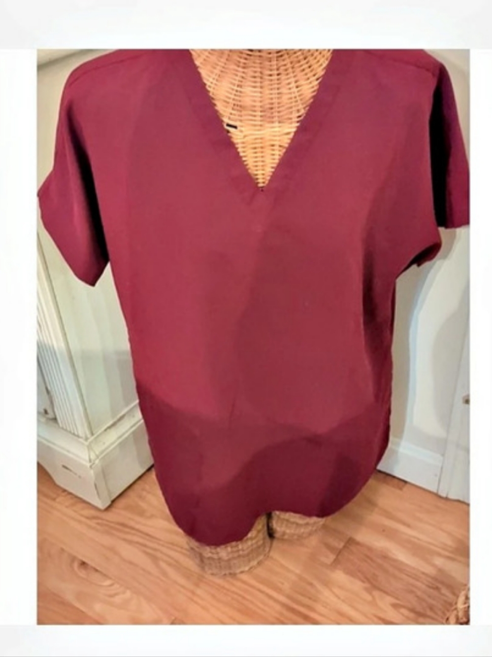 Madala Burgundy Short Sleeve V-Neck Top And Pants